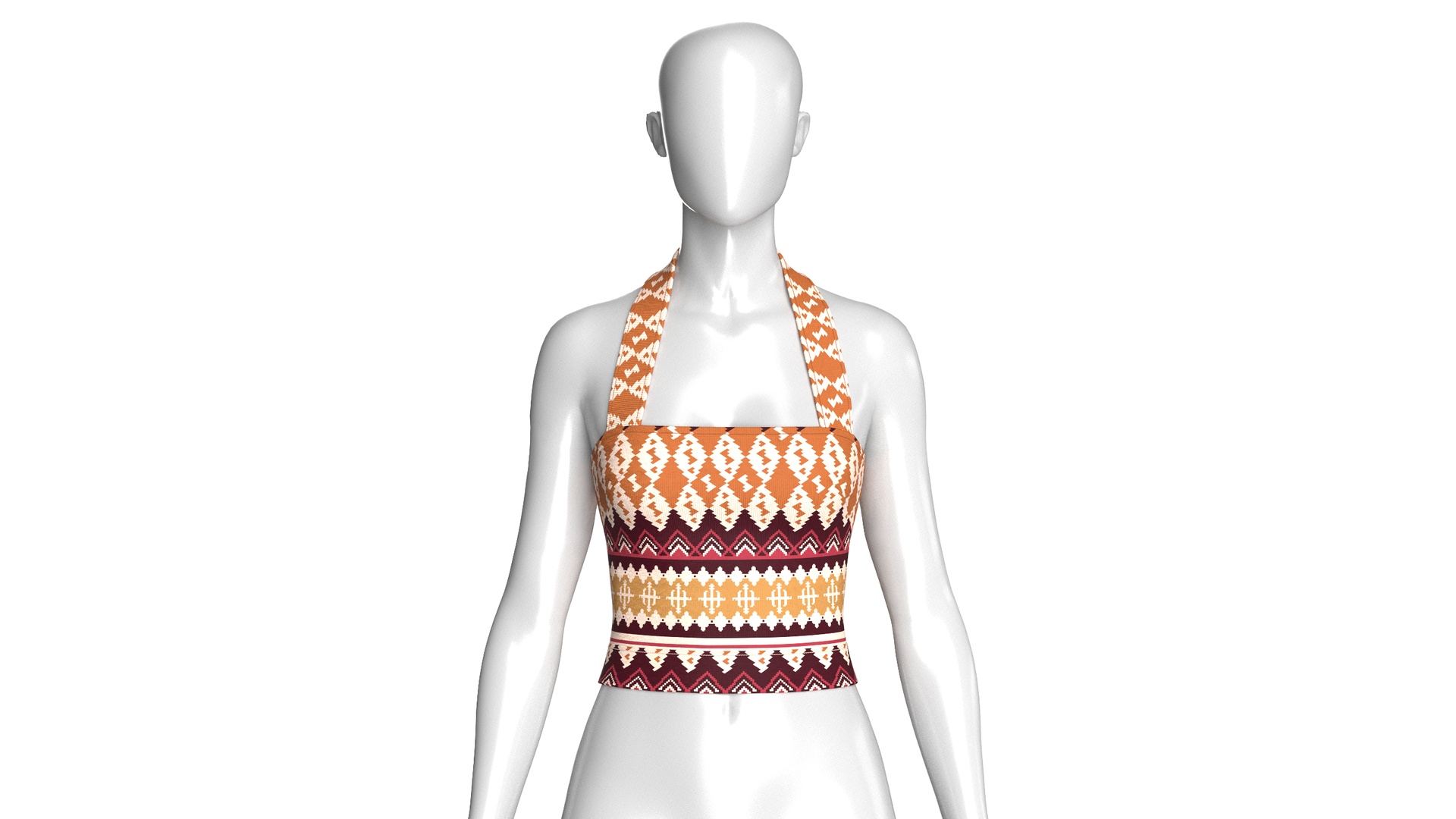 Media 1 for listing Girls Jacquard Halter Neck Crop Top | High Poly
