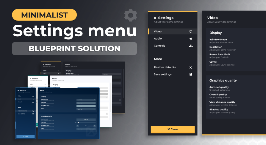 Blueprint Settings Menu - Minimalist themes - By Kekdot | Fab