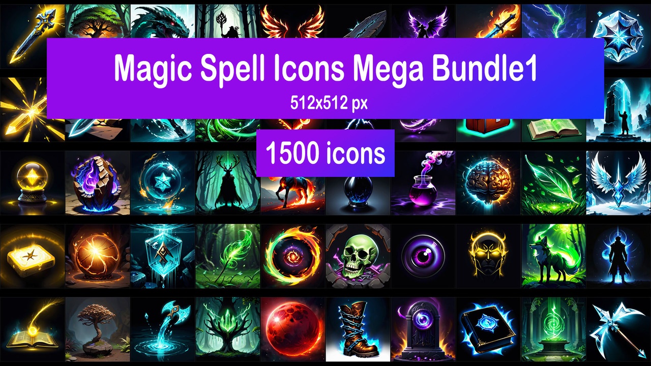 Media 1 for listing Magic Spell Icons Mega Bundle1