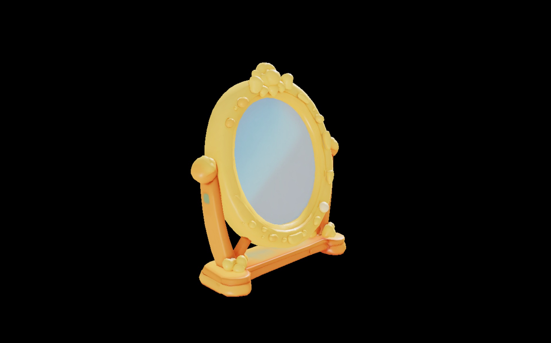 Media 1 for listing Stylized Vanity Mirror – Ornate Cartoon Tabletop Mirror