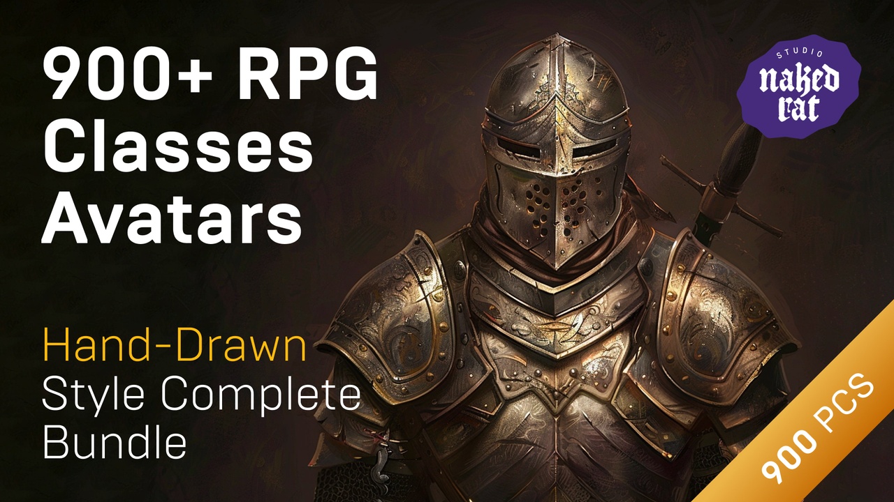 Media 1 for listing RPG Classes Avatars Icons Set: Warriors, Necromancers, Druids, Archers and more