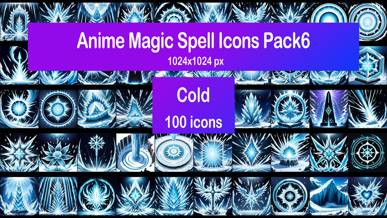 Media 1 for listing Anime Magic Spell Icons Pack6 - Cold