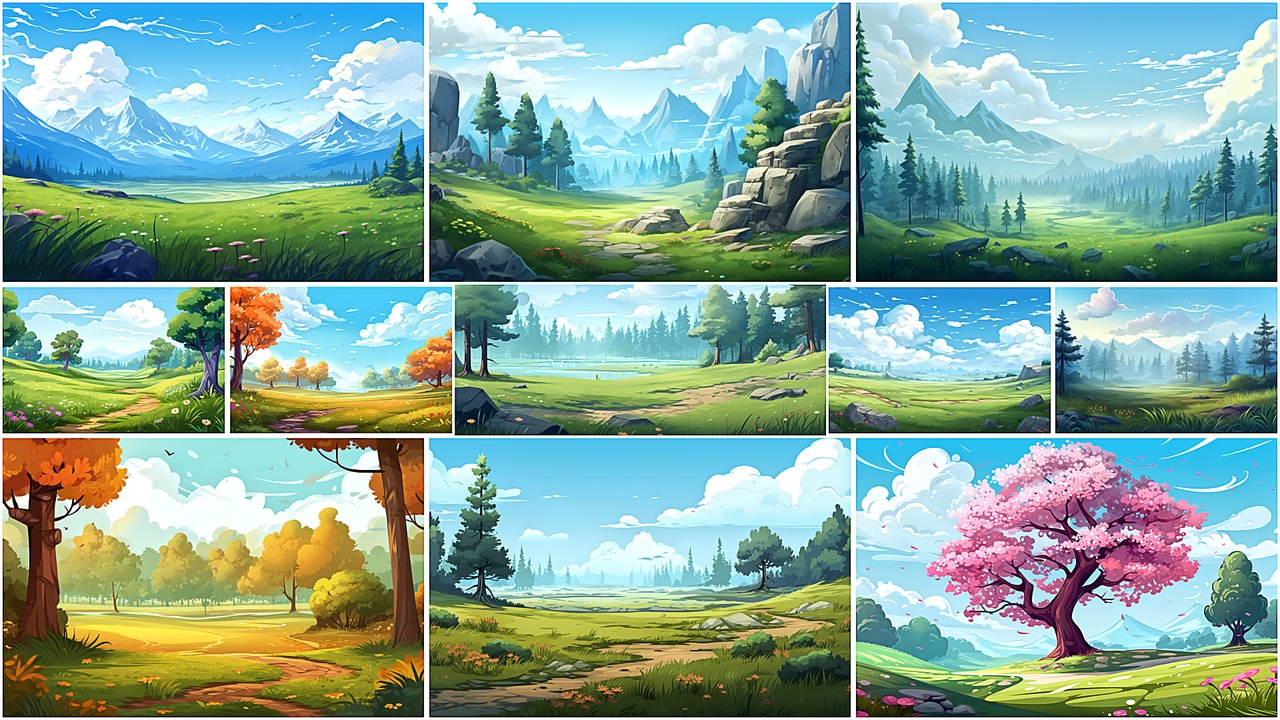 Media 1 for listing BACKGROUND - Stylized Meadow 2