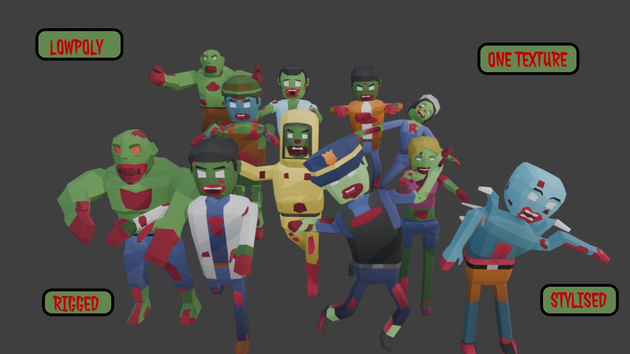 Media 1 for listing LOWHO: Zombie โ 10+1 Low poly Characters