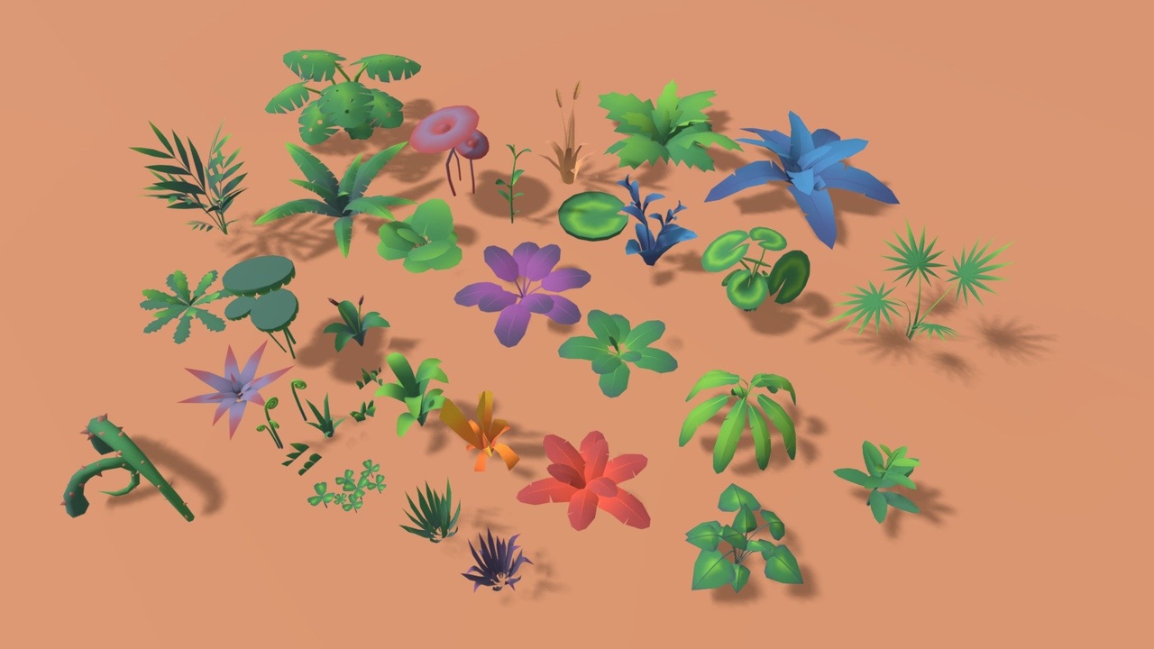 Media 1 for listing Stylized Low Poly Plants Pack 01