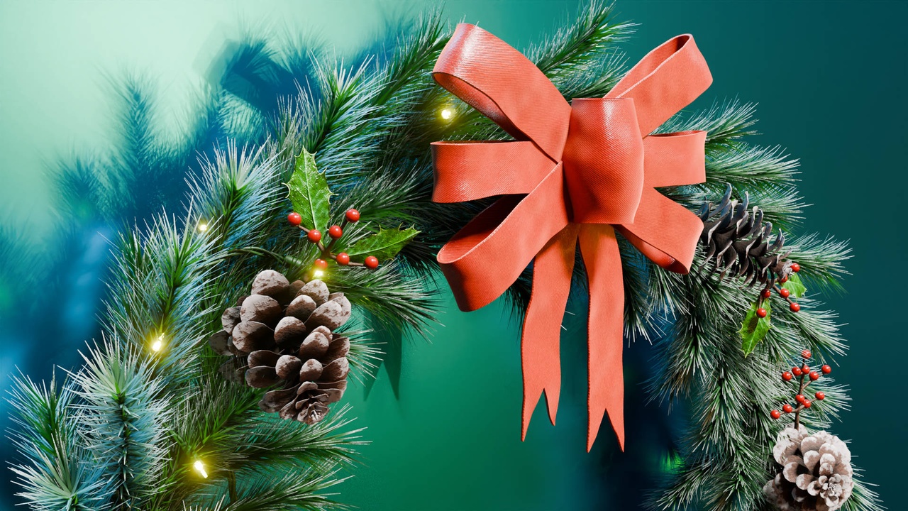 Mídia 1 do anúncio Christmas Garland 3D Snow - Realistic PBR Model 4K Atlas 73cm