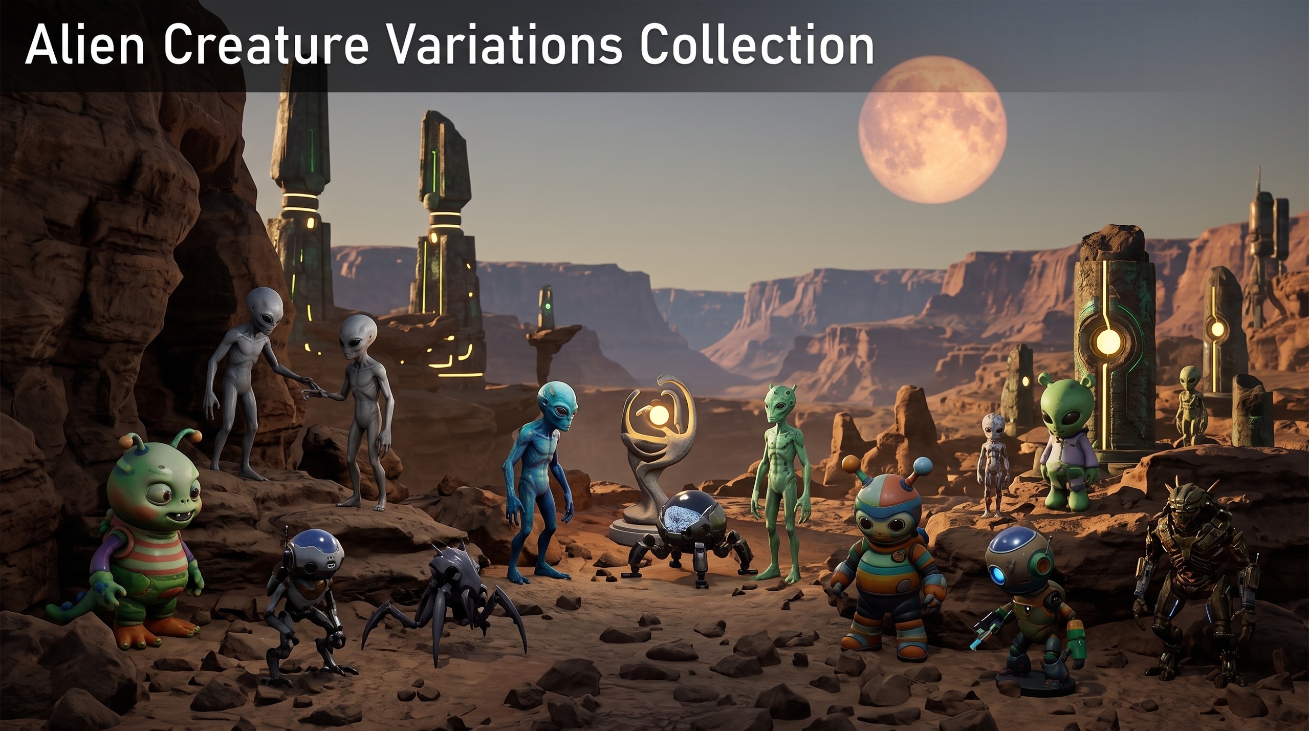 Media 1 for listing Alien Creature Variations Collection 3D Asset Pack