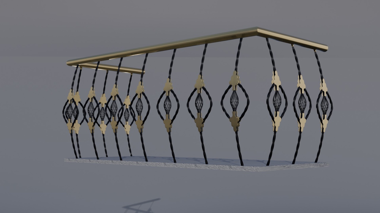 Media 1 for listing Stylized Decorative Balcony – Wrought Iron Stair Fence | Architectural Asset