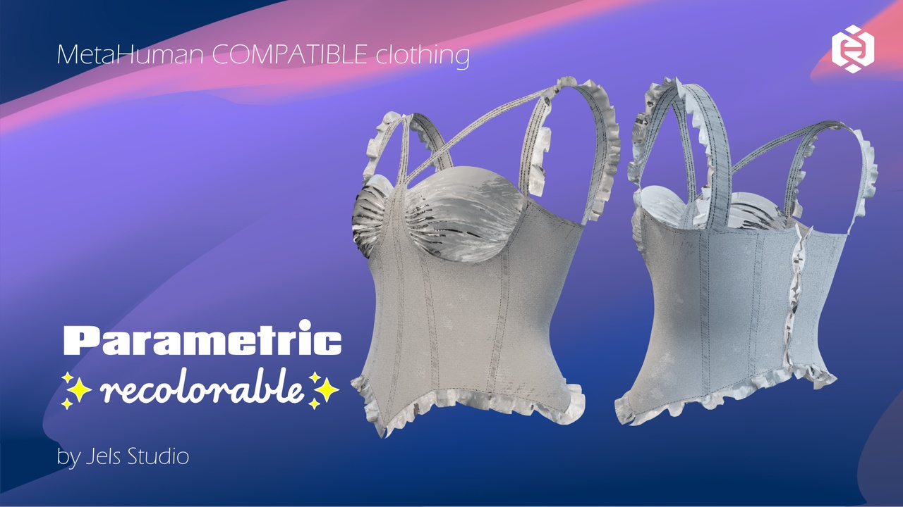 File multimediali per l'articolo Corset with ruffles - a customisable item in color and size for any Metahuman: 1