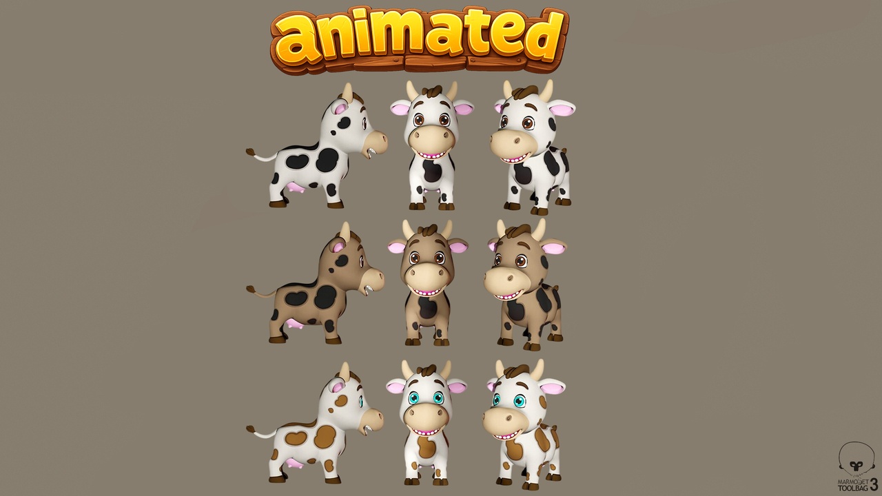 Media 1 for listing Animated Cow Cute Farm Low-poly 3D model