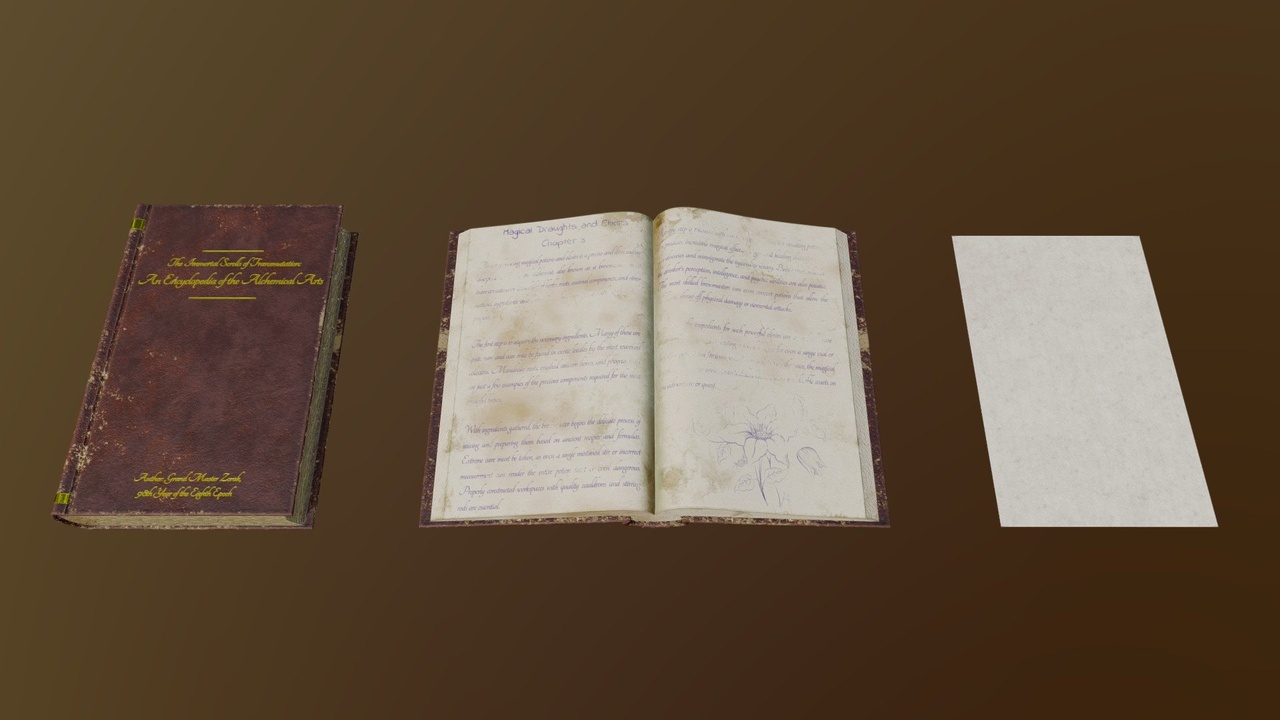 Media 1 for listing Aged Alchemical Book (mid-poly!)