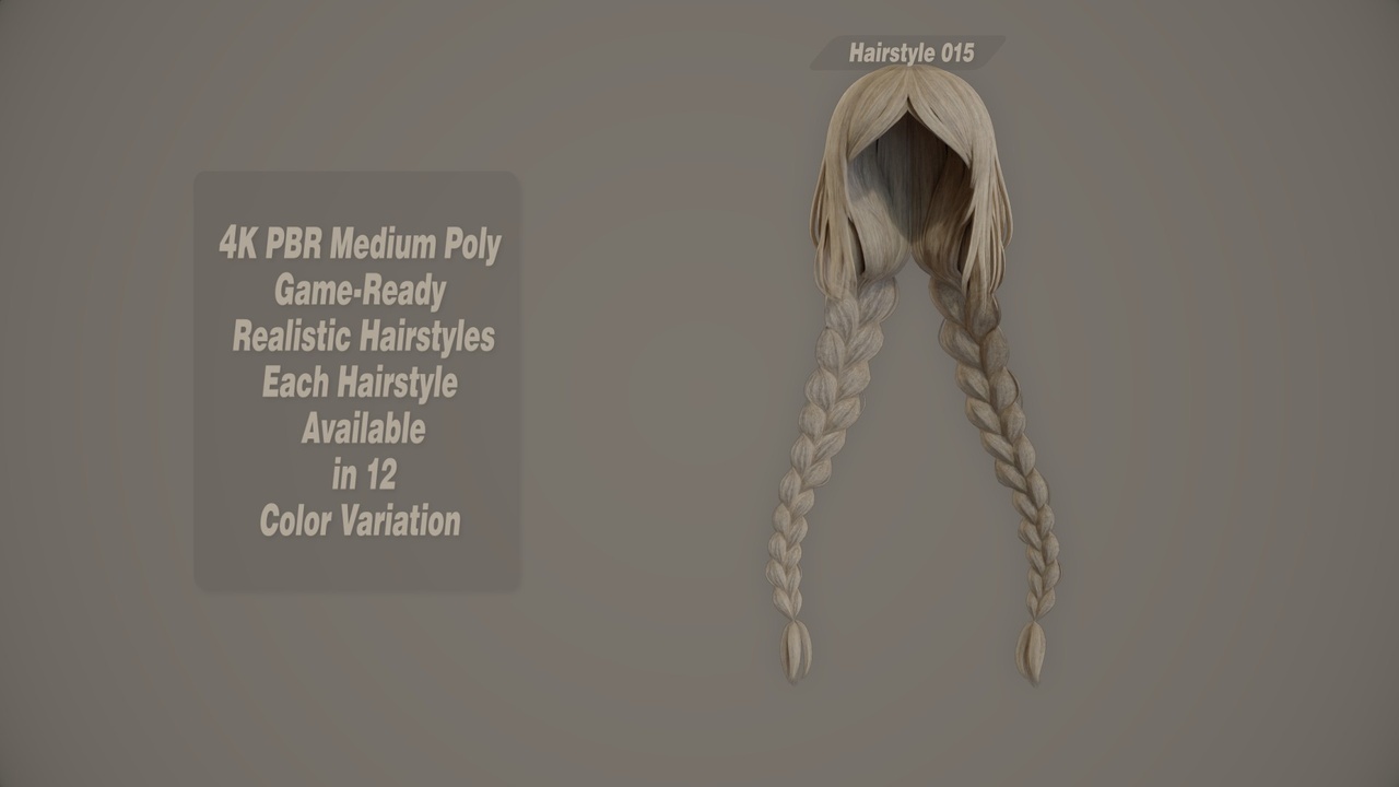 Media 1 for listing Realistic Hair Game Ready | 12 Colors | 4K PBR | v17