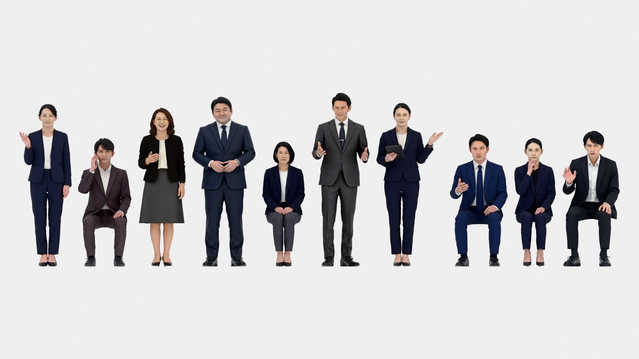 Japanese People Vol.09 Business Meeting - 10 Posed ArchViz Characters | Fab