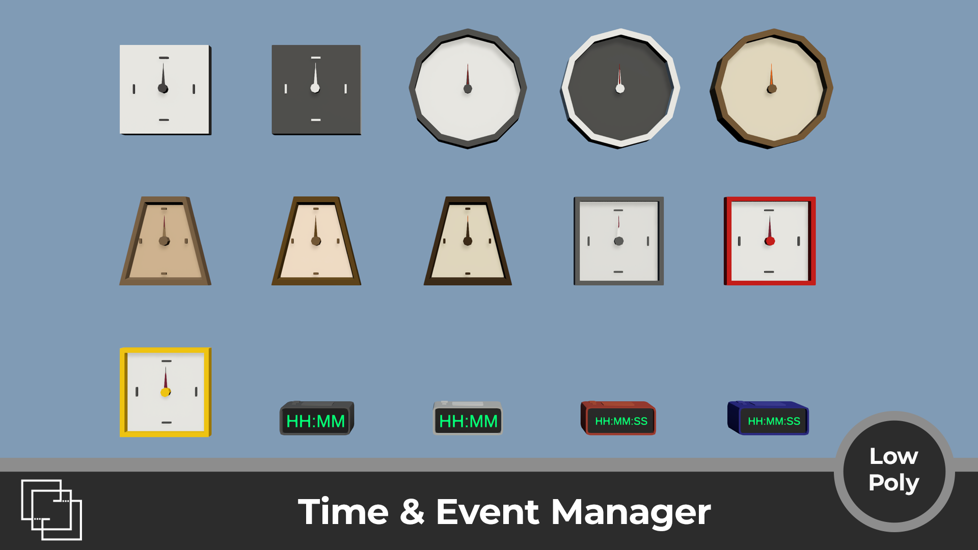 Clocks & Timers - Time & Event manager - 3D Low Poly | Fab