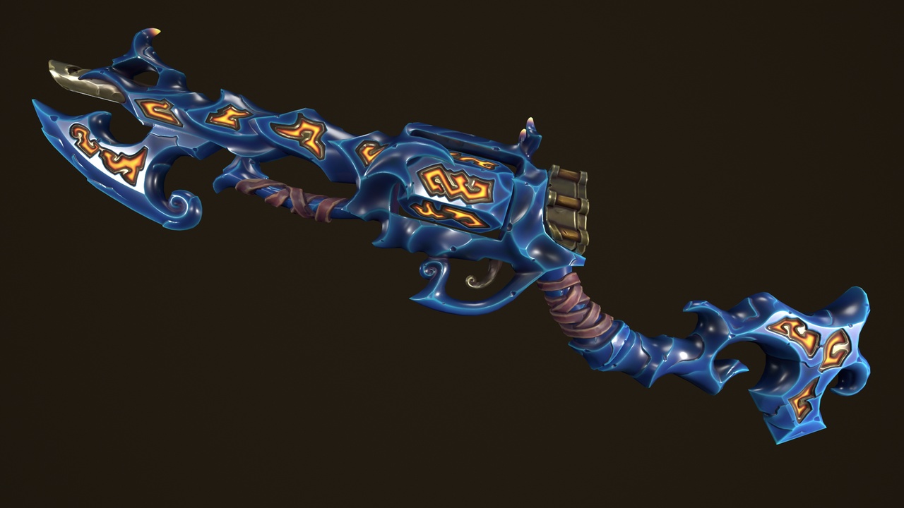 Media 1 for listing Modular stylized rune ice rifle shotgun revolver axe knife