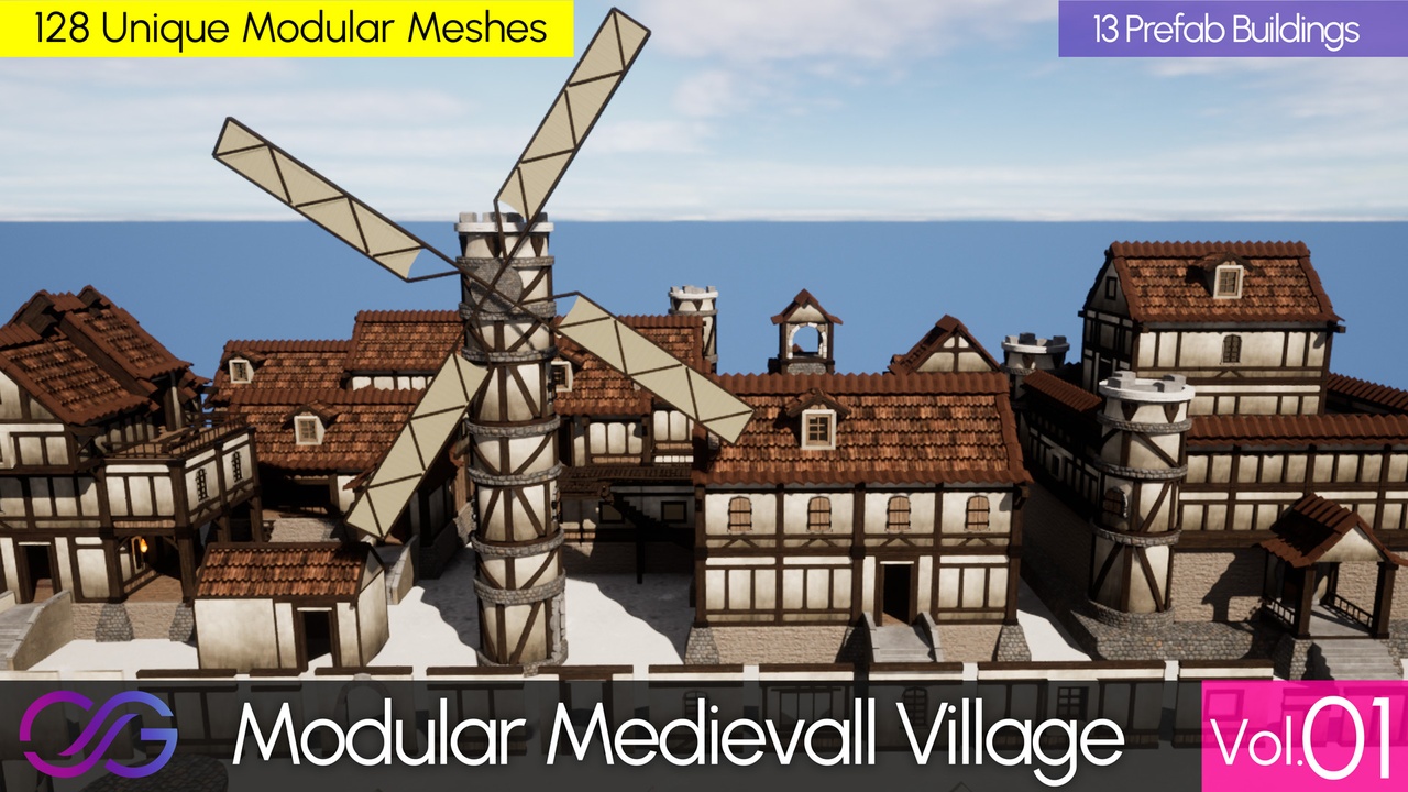 Media 1 for listing Modular Medieval Asset Pack (Low Poly, Buildings, Street Assets by DrCG)