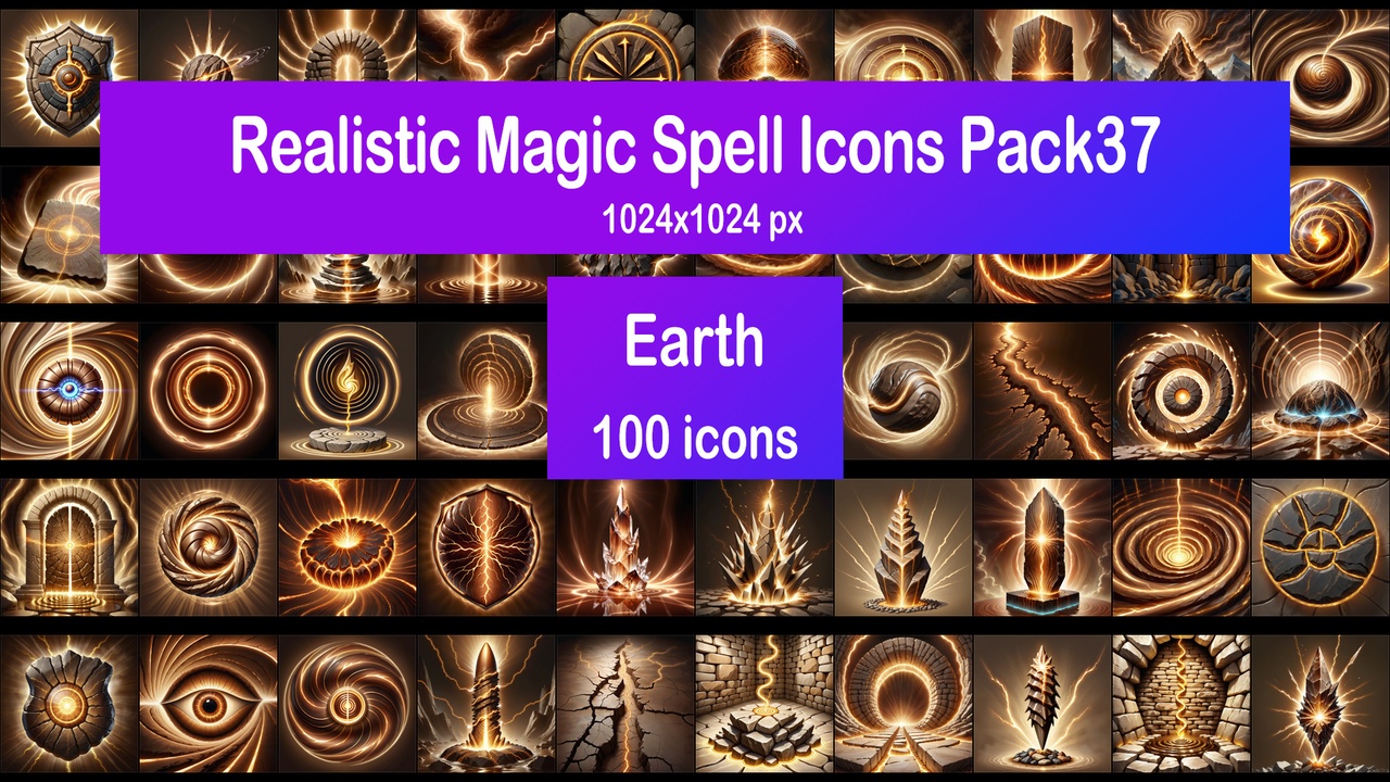 Media 1 for listing Realistic Magic Spell Icons Pack37 - Earth