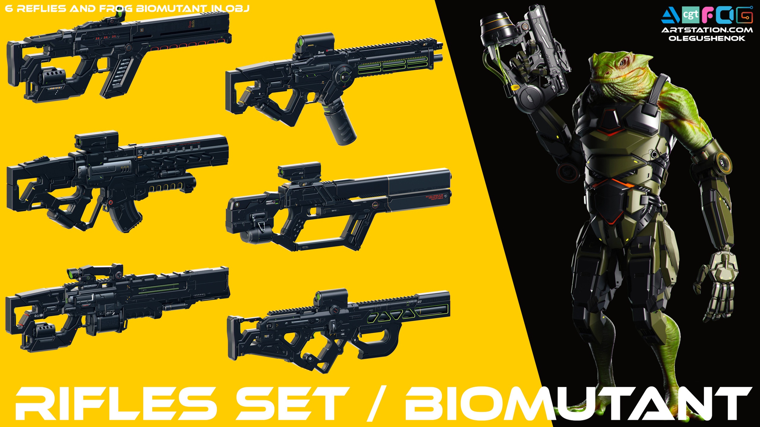 Media 1 for listing Sci-Fi Rifles Set / Kitbash / Frog Biomutant