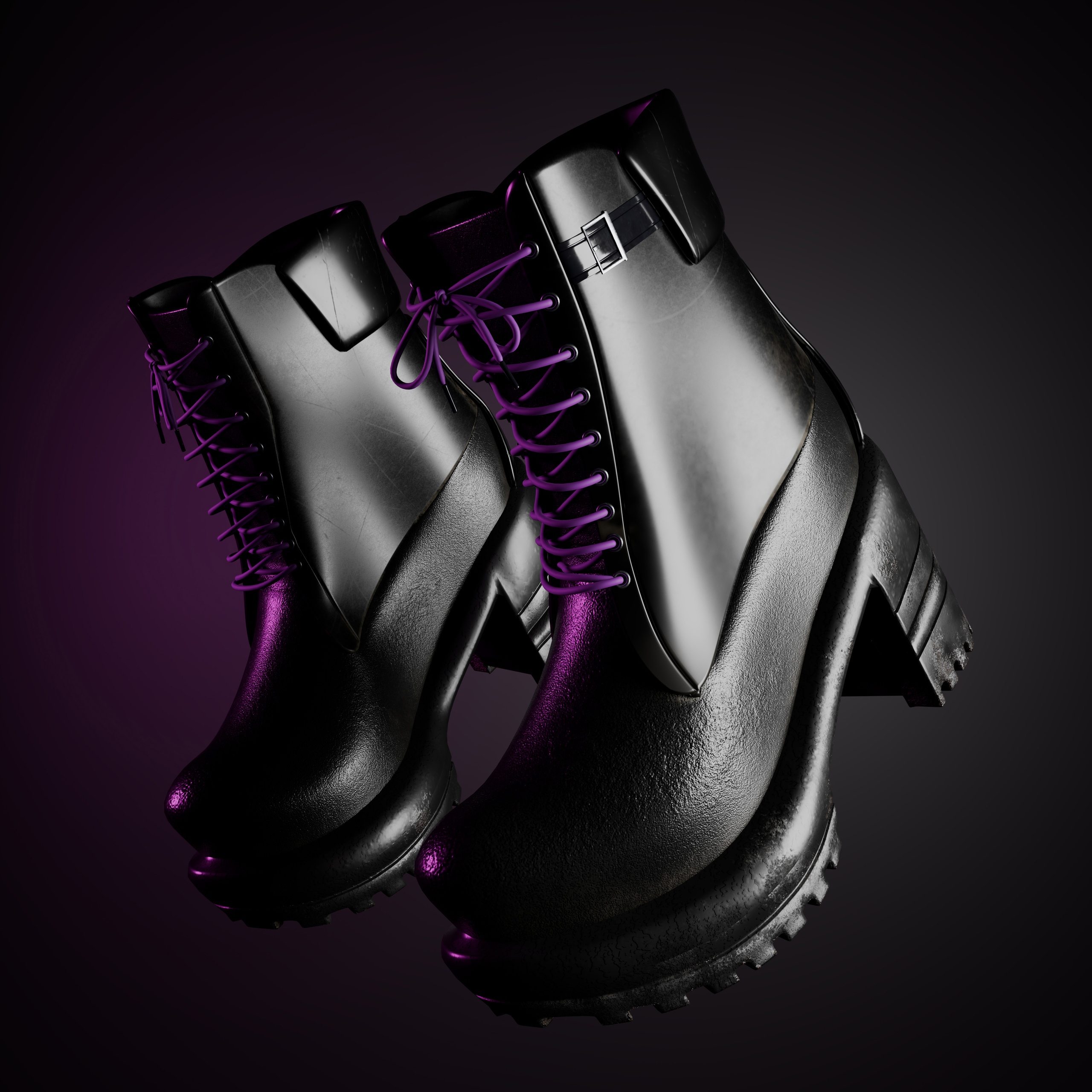 Media 1 for listing Gothic Platform Combat Boots — Realistic 4K PBR Footwear
