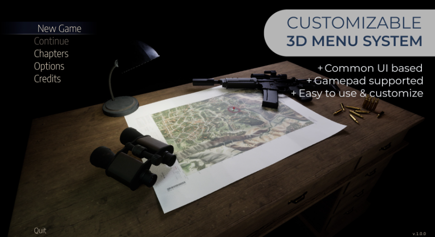 Game Main Menu - 3D UI - Gamepad - Common UI - Military | Fab