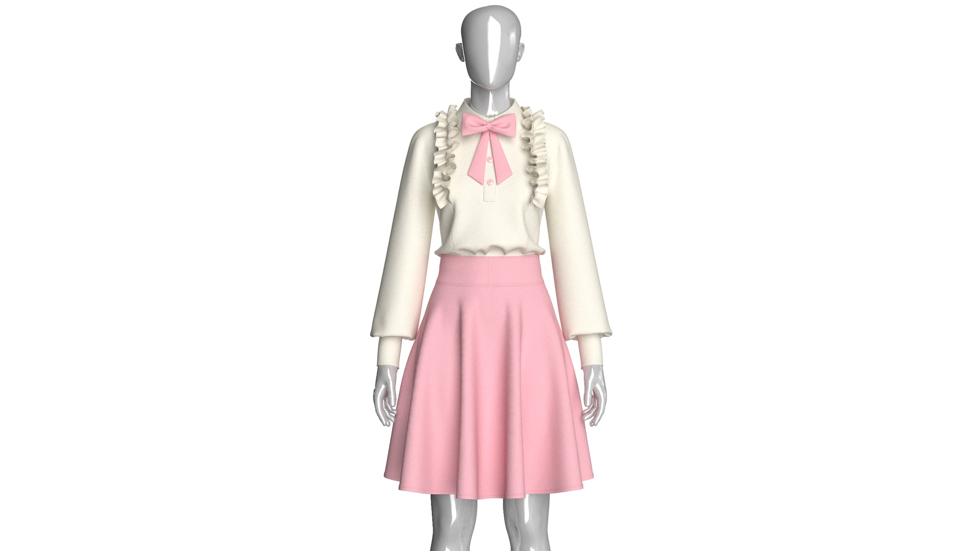 Media 1 for listing Girls Ruffled Shirt With Skirt - Outfit | High Poly