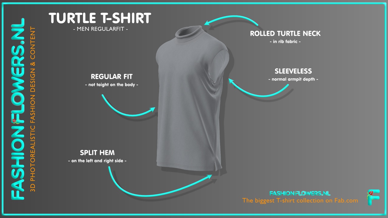 Media 1 for listing Gray Colour Roll Neck T-shirt Without Sleeves | Sides Seam Splits | Turtle Neck
