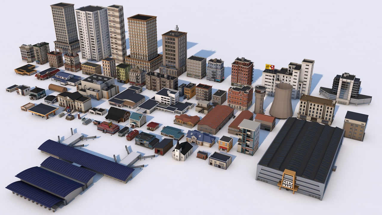 Media 1 for listing 70 Poly Buildings Pack Collection - Game Ready