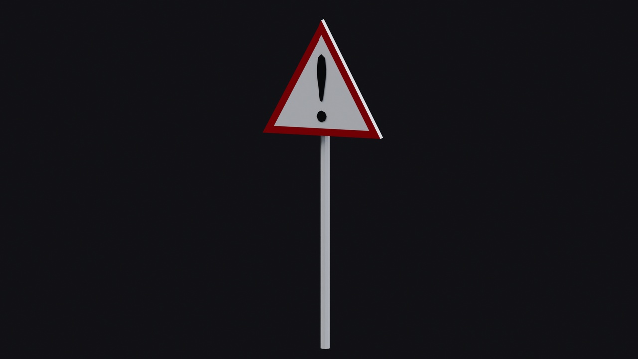 Media 1 for listing Low Poly General Warning Road Sign – Game Ready
