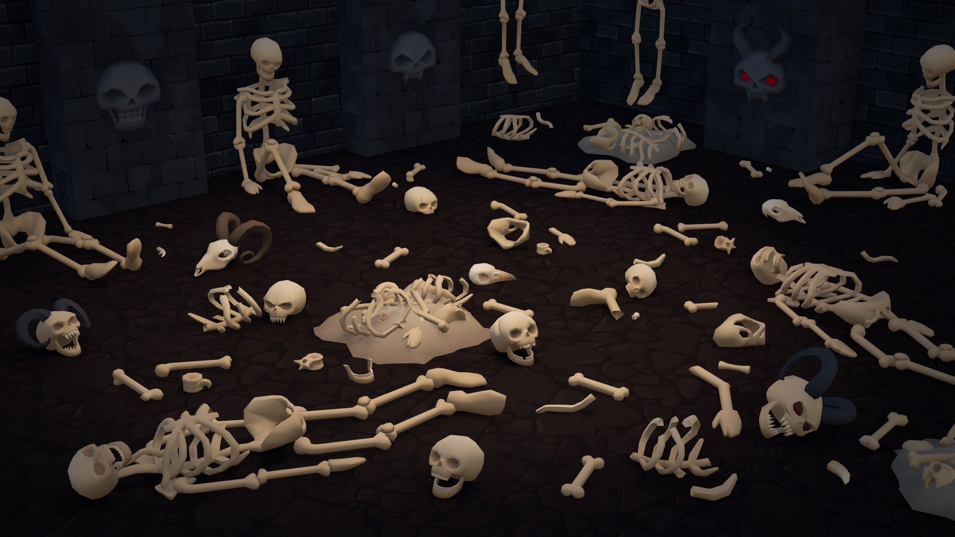 Media 1 for listing Low Poly Skulls & Bones Pack