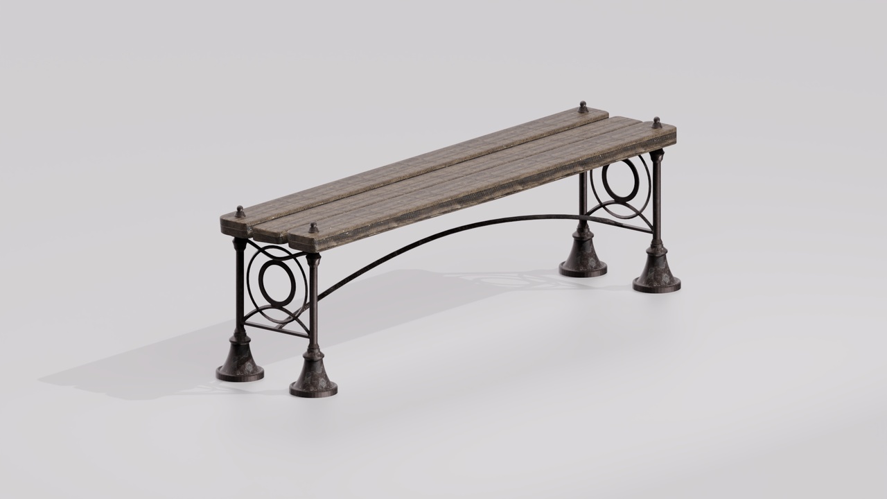 Media 1 for listing Historic Metal and Wood Street Bench - PBR Game Ready