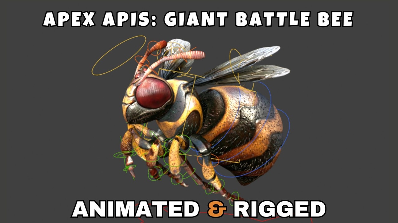 Media 1 for listing Apex Apis: Giant Battle Bee Rigged and Animated 3D Model