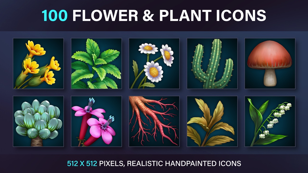 Media 1 for listing Flower Plant Herb Root And Mushroom Icons