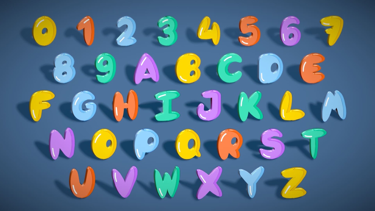 Media 1 for listing Simple Alphabets Numbers Pack 7 - Stylized Toon Metallic - Kids Learning Kit