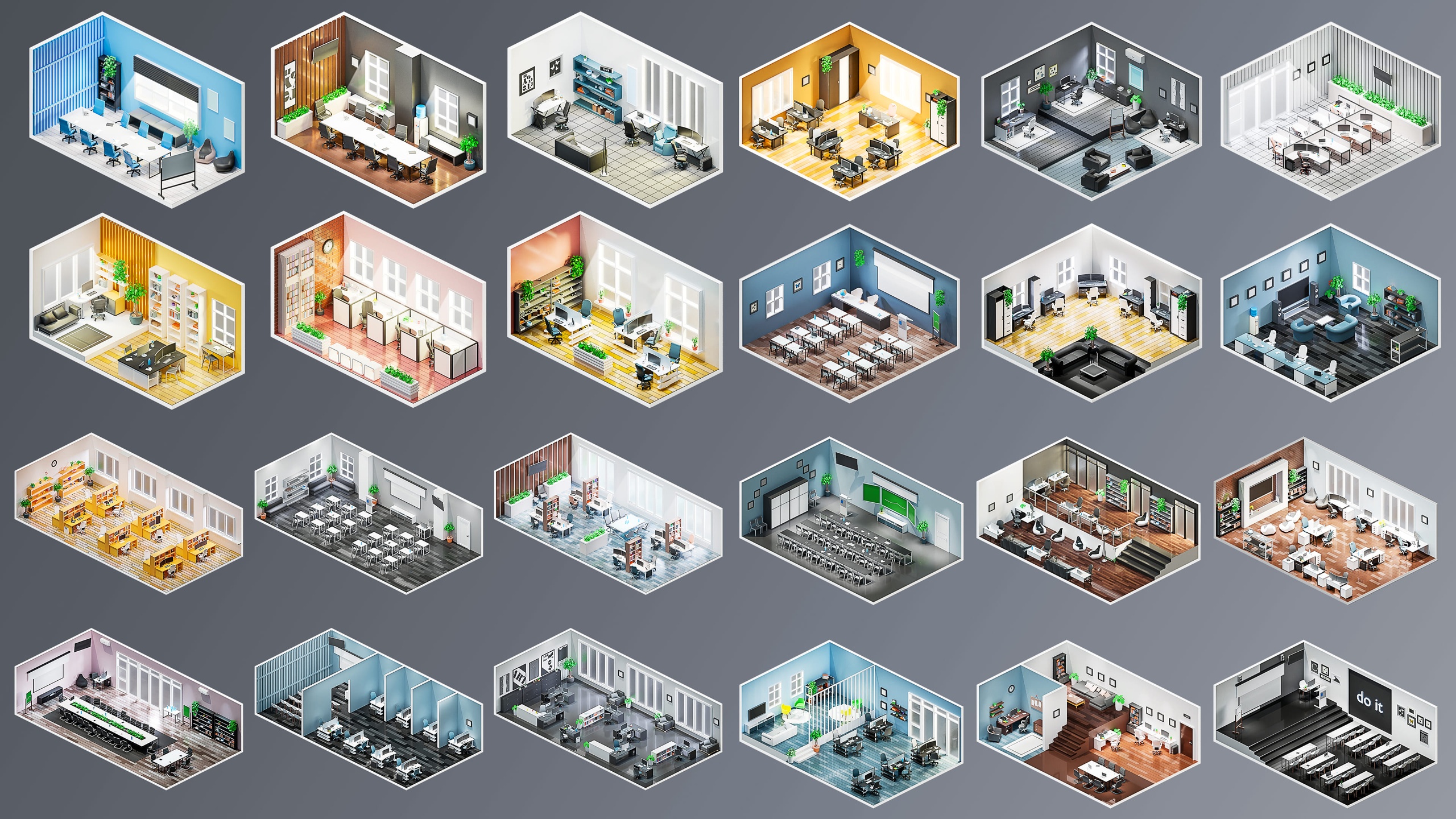 Media 1 for listing Office Rooms - Low Poly 3D Models Pack