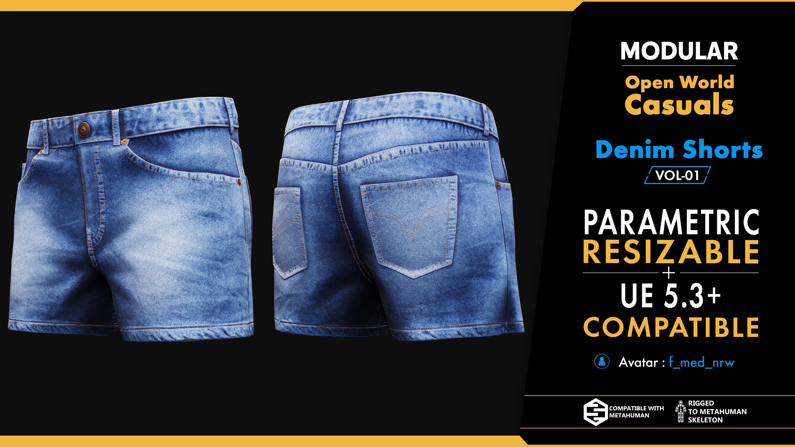 Media 1 for listing 3D Denim Short Model For Metahumans 01