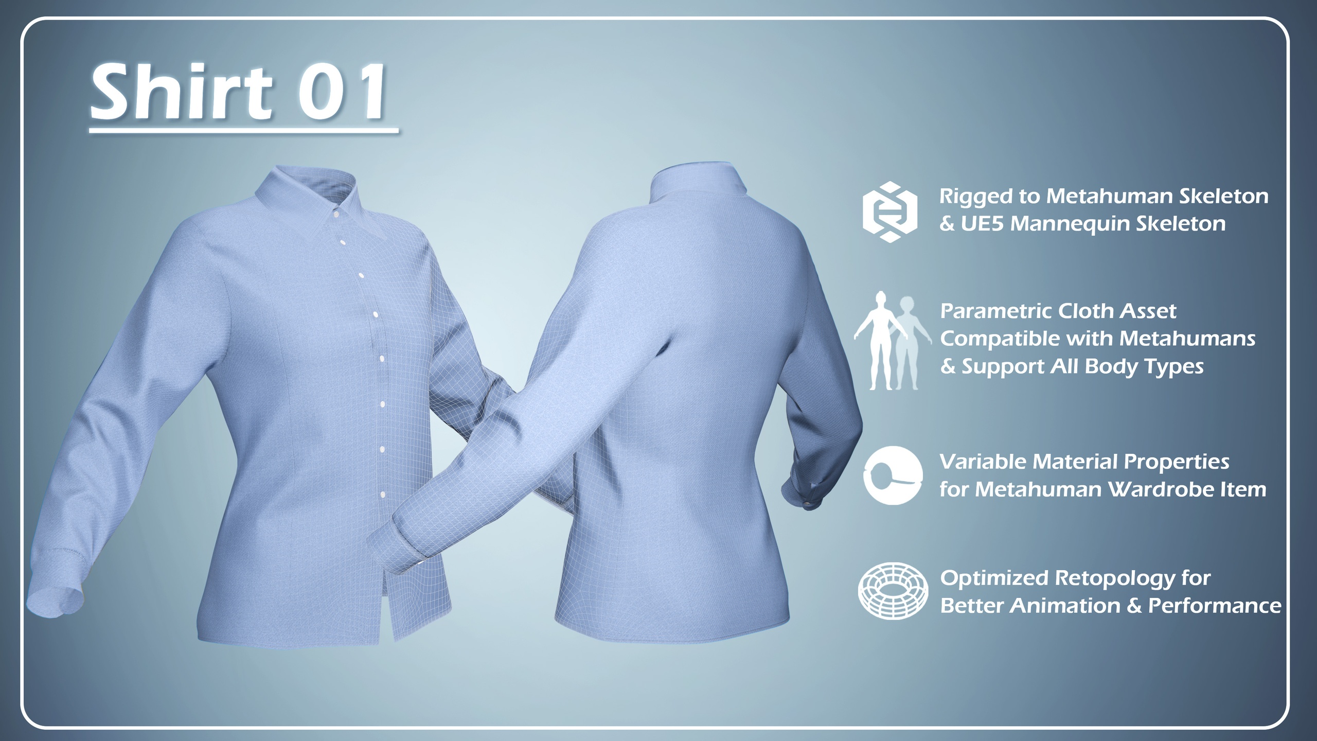 Media 1 for listing Shirt01 - Rigged & Parametric & Variable & Retopology