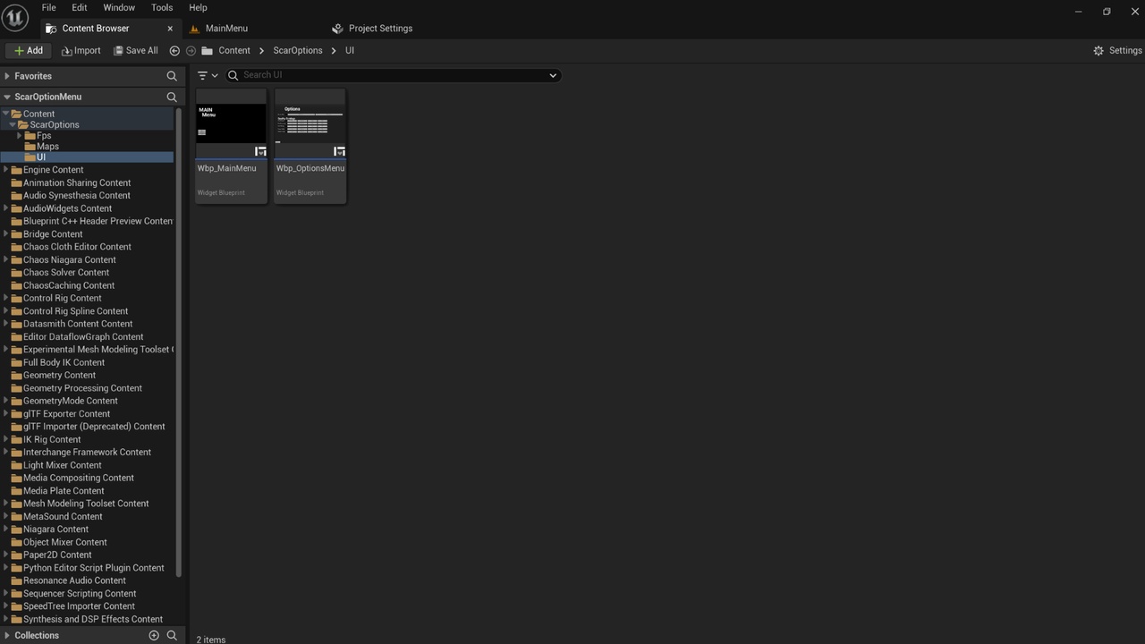 Media 1 for listing Game Settings & Options Menu System: Scar Options