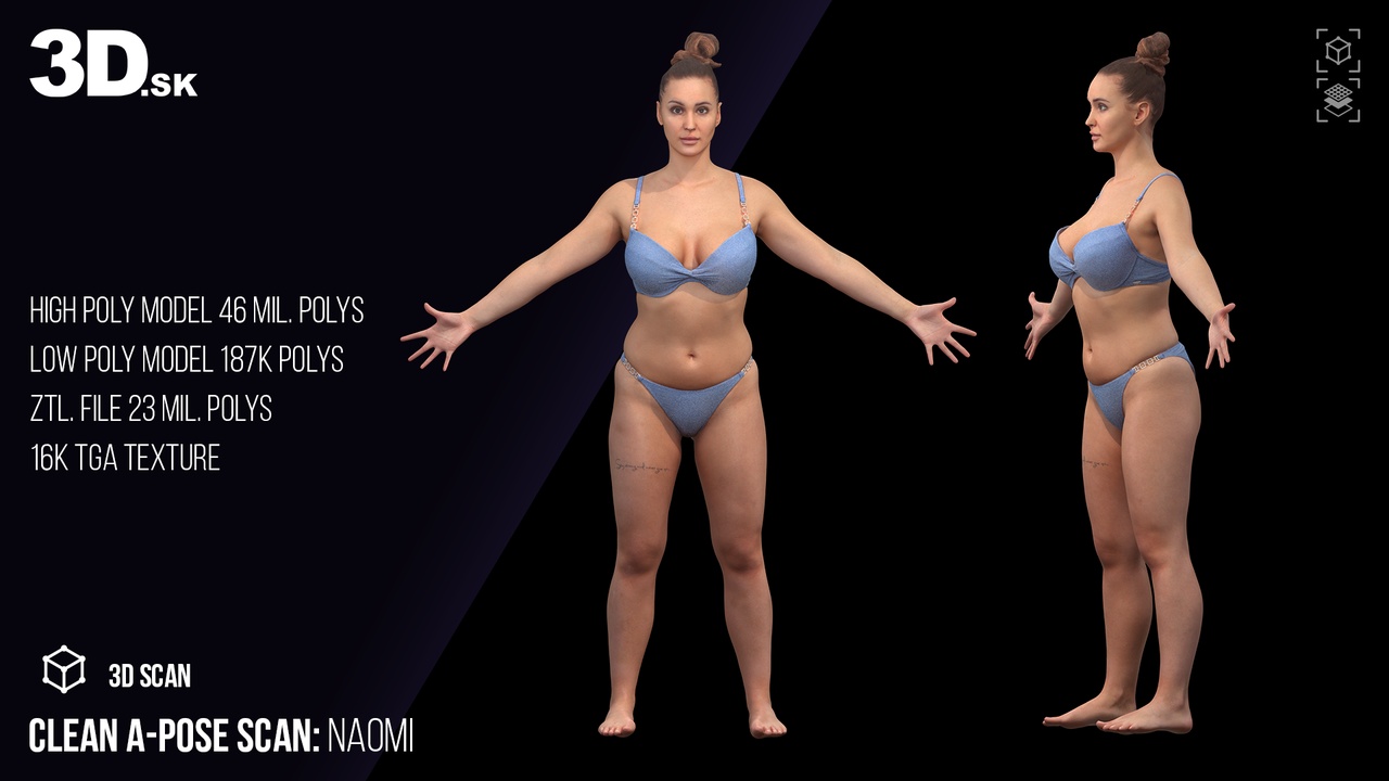 Media 1 for listing Female 3D Character Naomi - Clean A Pose Scan