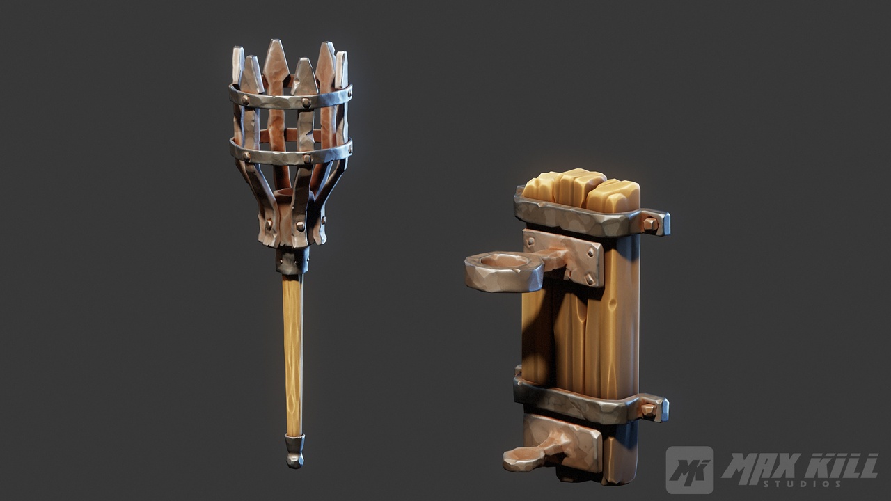 Media 1 for listing Stylized Medieval Torch & Wall Holder
