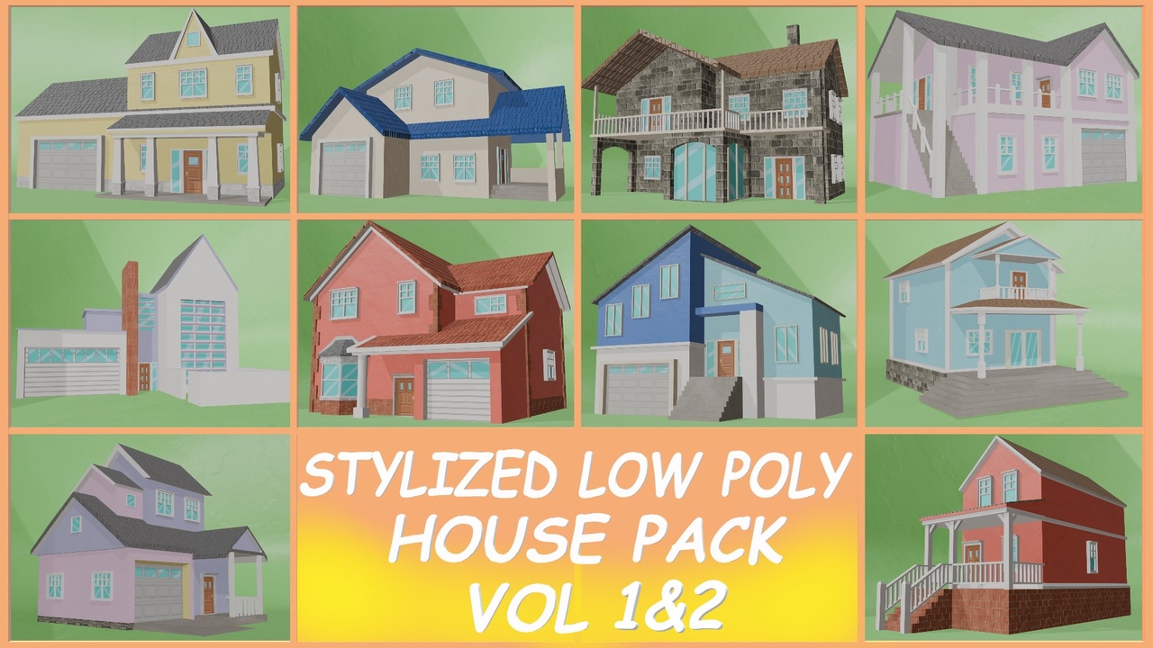 Media 1 for listing 20 Low Poly House Pack Vol 1&2 Bundle