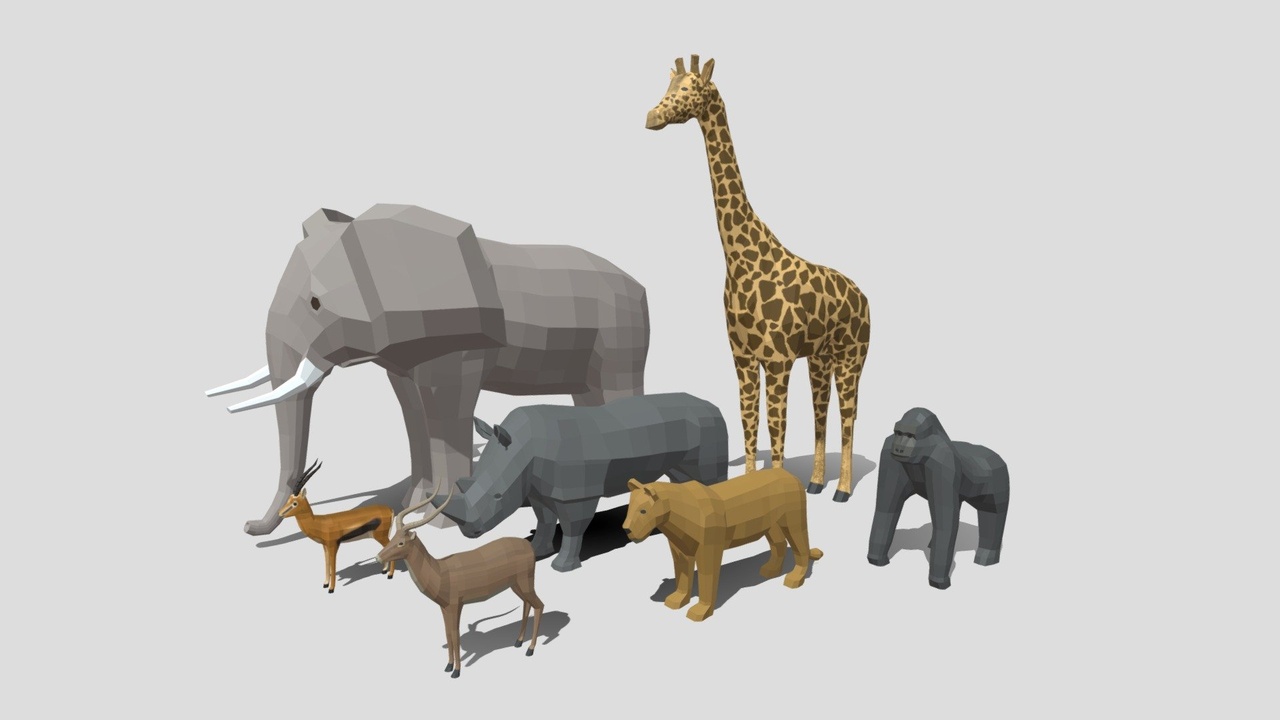 出品Low Poly Cartoon African Animals Collectionのメディア1