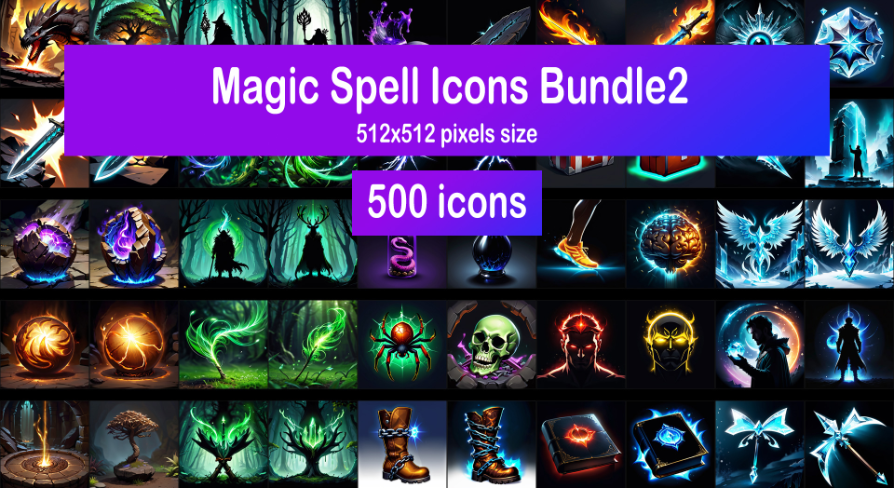 Magic Spell Icons Bundle2 | Fab