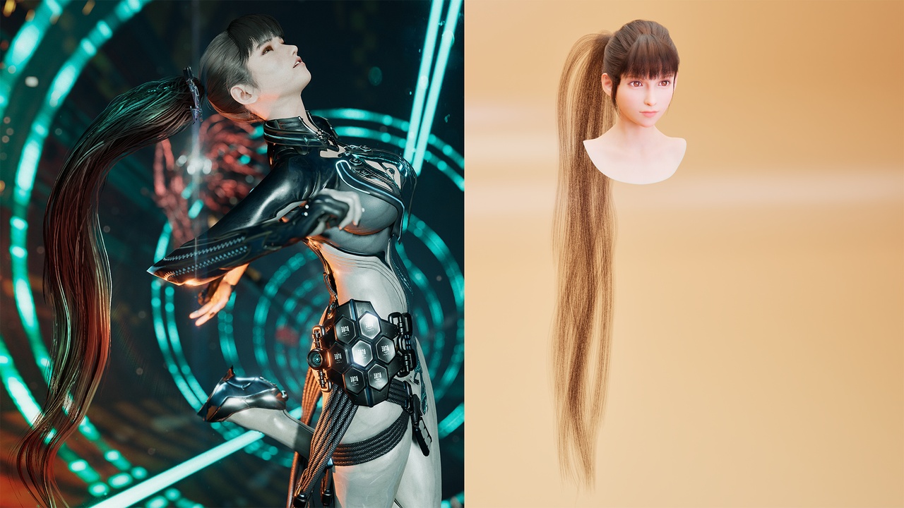 商品 Real-time Eve Long Ponytail with Bangs Groom Hair For Metahuman 的媒体 1