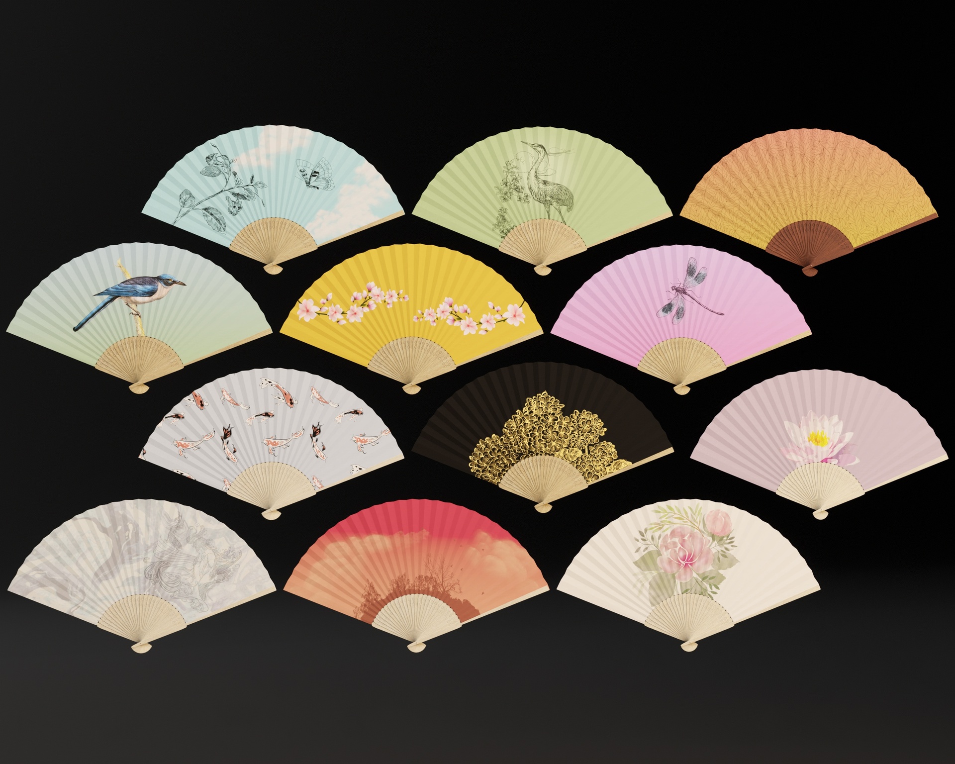 Media 1 for listing Chinese Fan - 12 Variations
