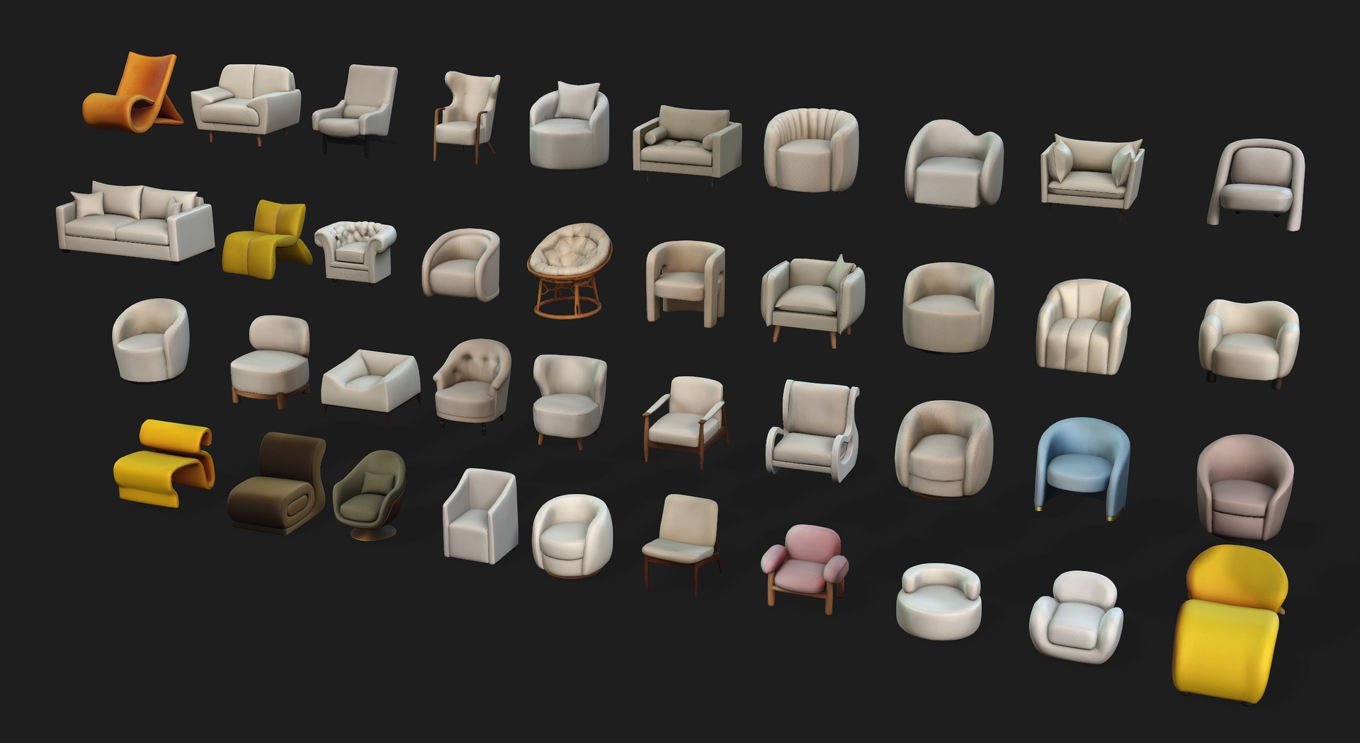 Media 1 for listing Stylized Furniture Pack 6 | Chairs, Sofas