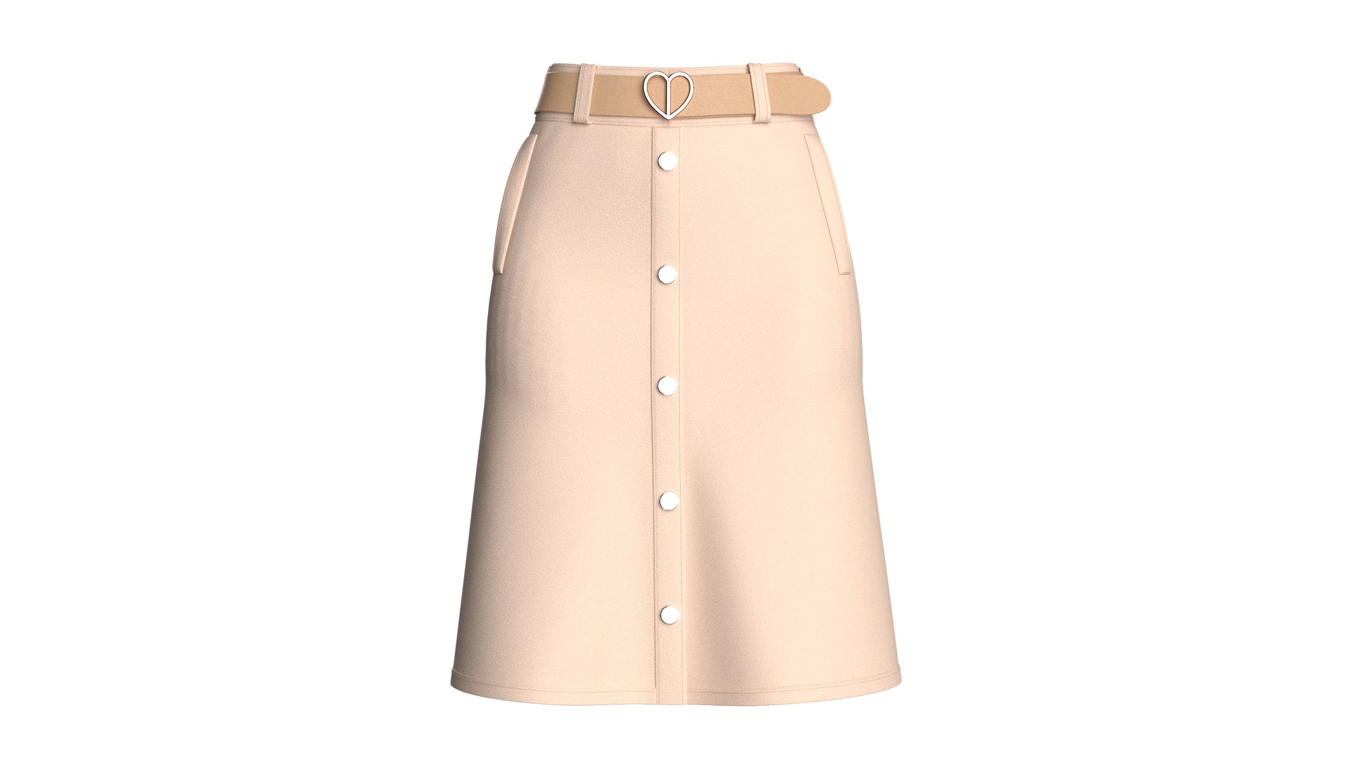 Media 1 for listing Girls Button - Up Skirt With Heart Buckle Belt | High Poly