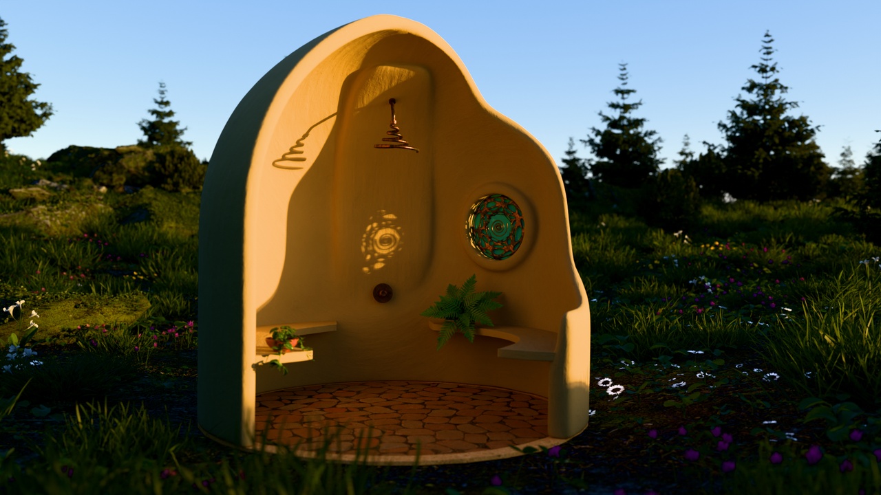 Media 1 for listing Boho Outdoor Shower – Stylized Organic Garden Shower (Game Ready / High Quality)
