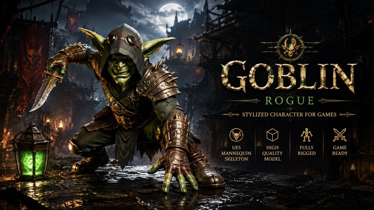 Media 1 for listing Stylized Fantasy Goblin | Ready for Game | Customizable Colors
