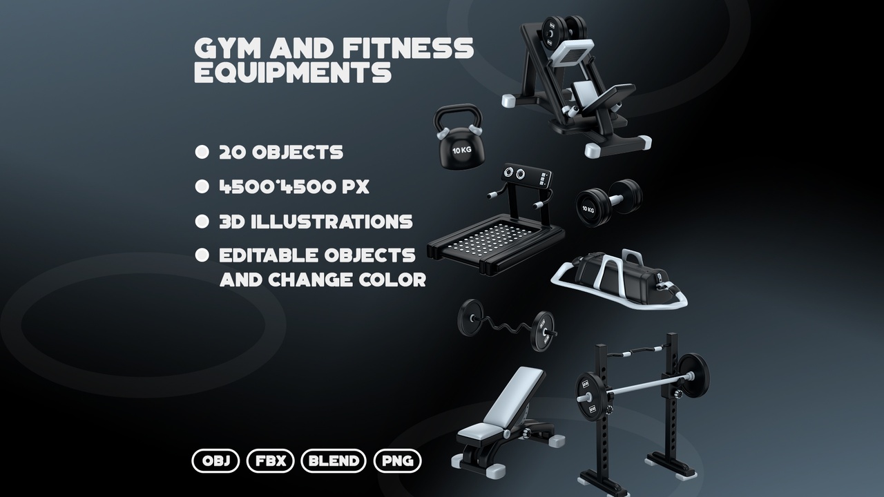 Media 1 for listing Stylized Gym and Fitness Set