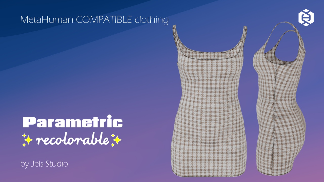 Media 1 for listing Mini dress 01 - parametric - recolorable - Metahuman compatible clothing